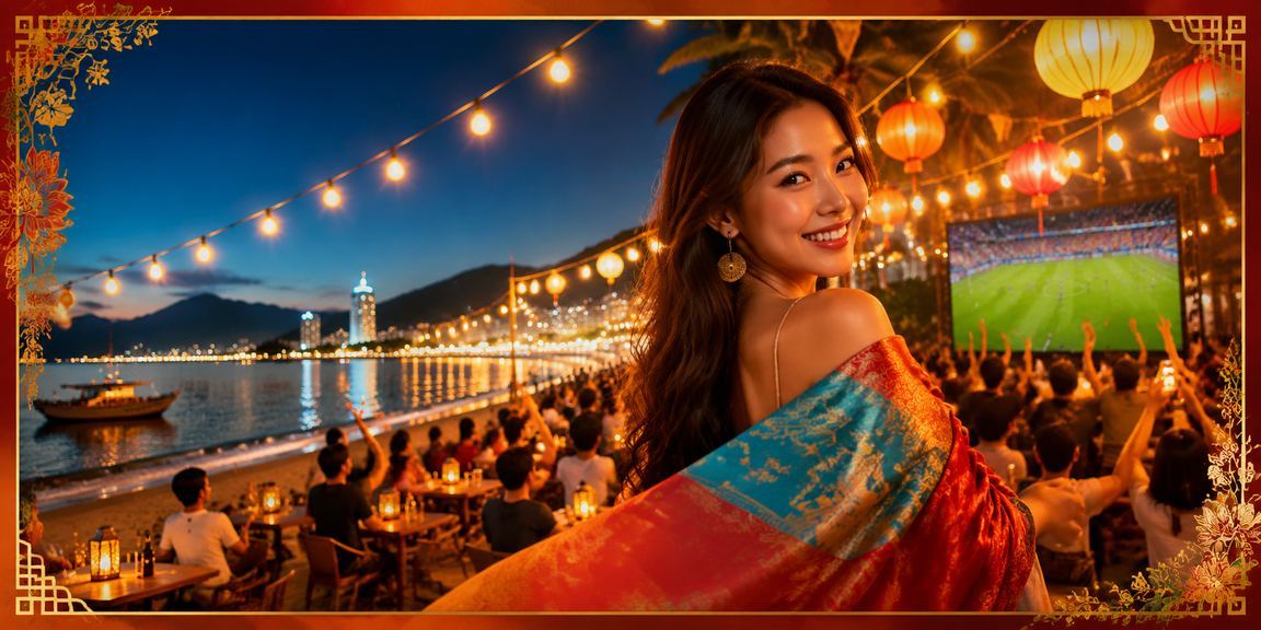 Cảnh chợ đêm Nha Trang sôi động với người chơi thưởng thức cá cược thể thao trực tuyến